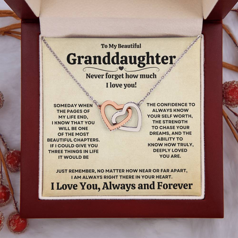 Beautiful Granddaughter Gift "I Love You, Always and Forever" Necklace