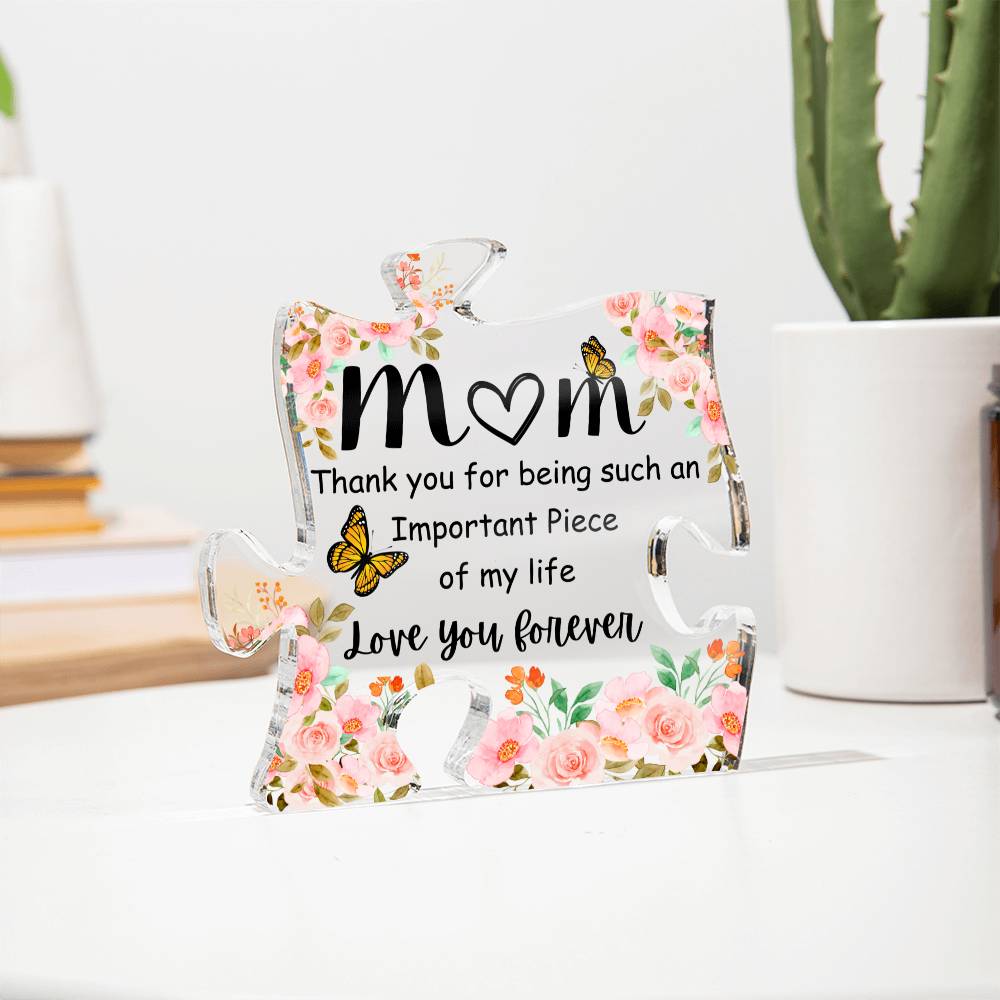 Beautiful Mom Gift "Love You Forever" Puzzle Plaque