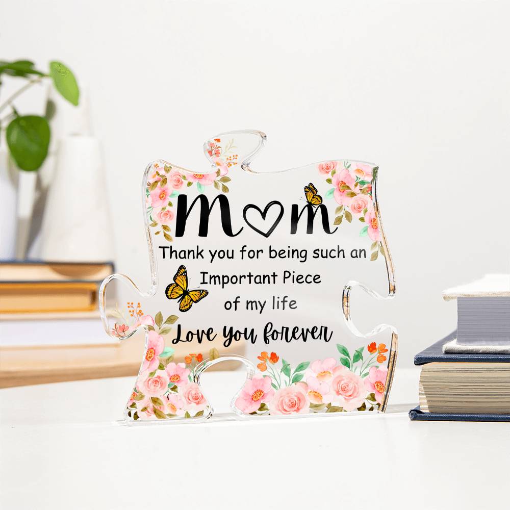 Beautiful Mom Gift "Love You Forever" Puzzle Plaque