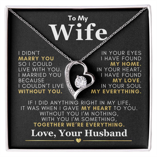 Beautiful Gift from Husband to Wife "I Can't Live Without You" Necklace