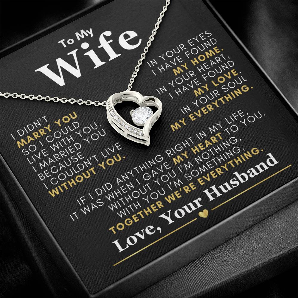 Beautiful Gift from Husband to Wife "I Can't Live Without You" Necklace