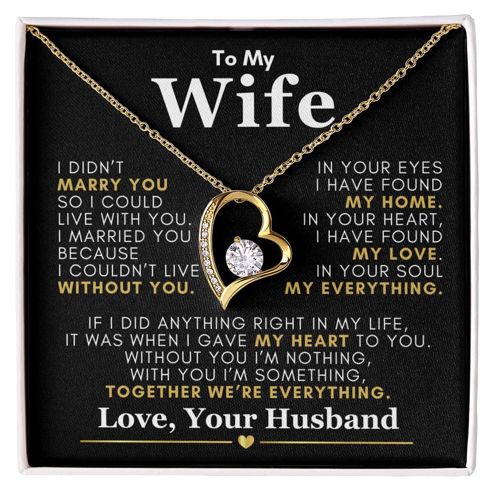 Beautiful Gift from Husband to Wife "I Can't Live Without You" Necklace