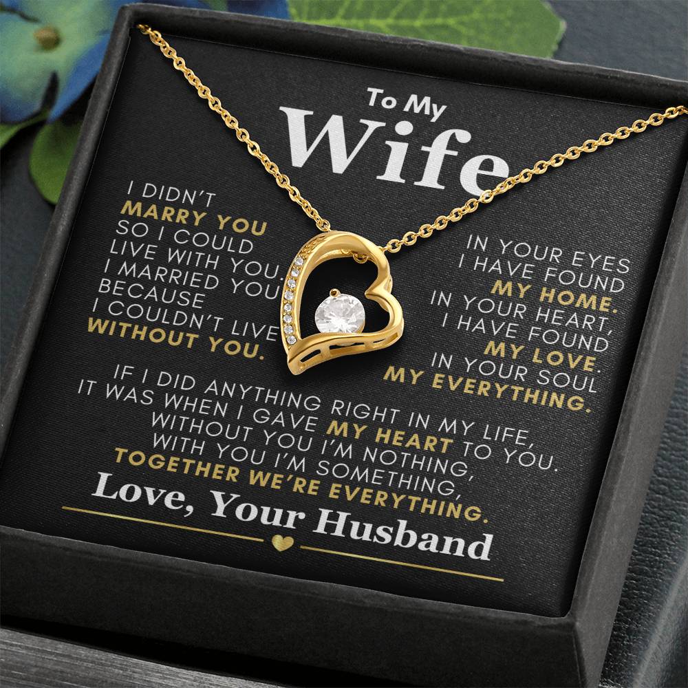 Beautiful Gift from Husband to Wife "I Can't Live Without You" Necklace